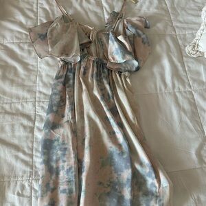 Kimchi Blue Pastel Mini Dress with Ruffled Sleeves